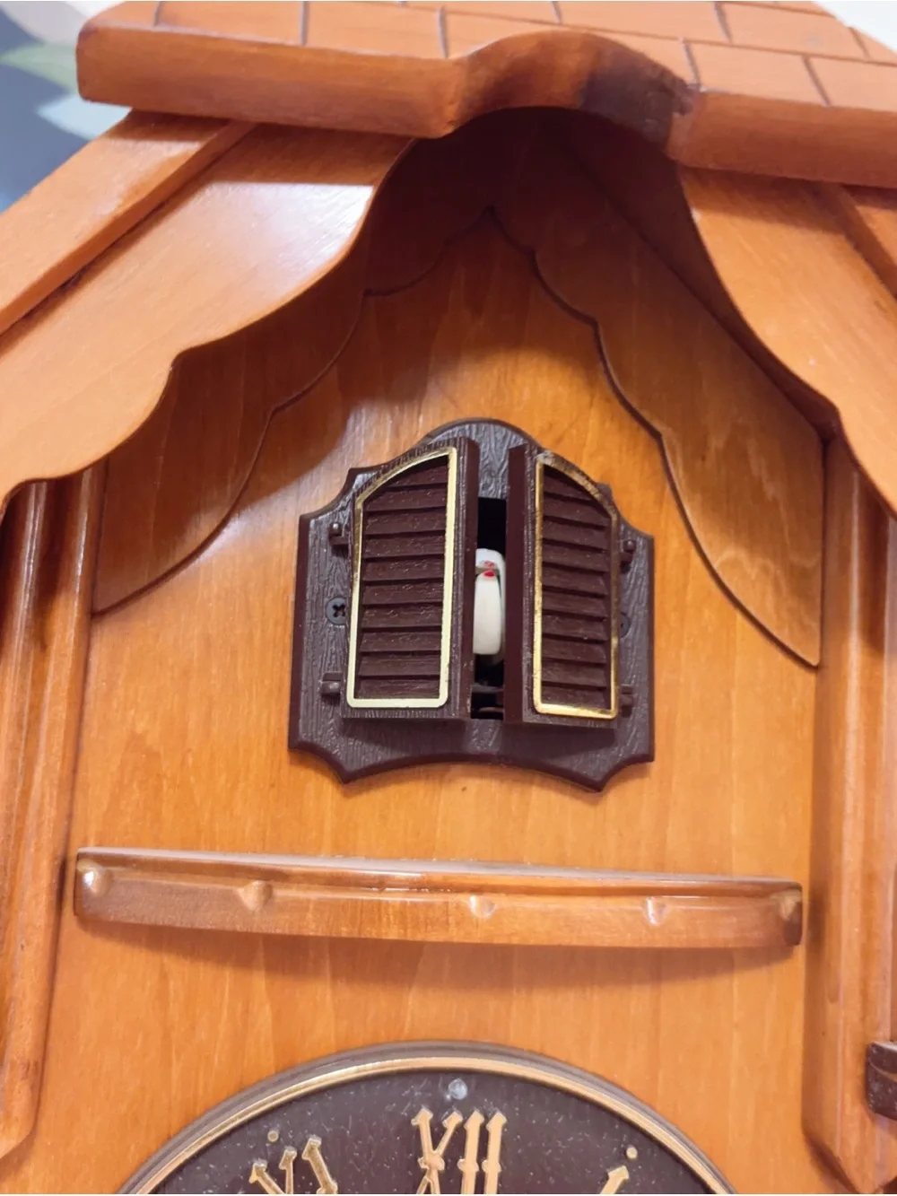Hand-Carved Wooden Cuckoo Clock - Brown